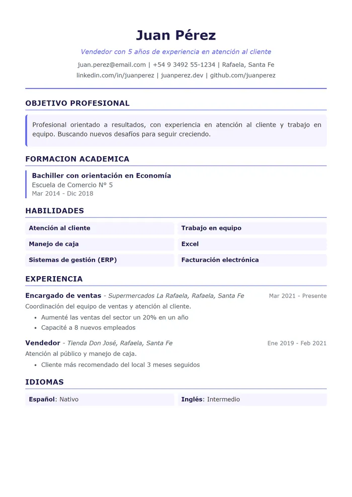 Plantilla de CV Primer empleo