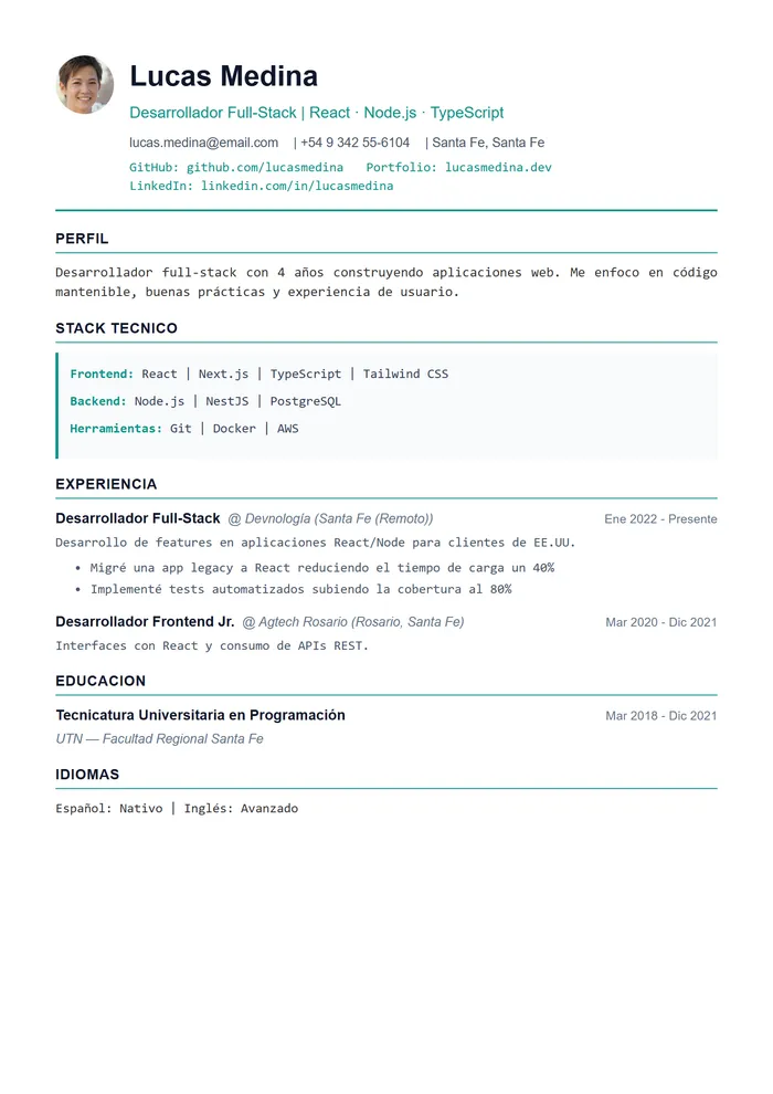Plantilla de CV Tech