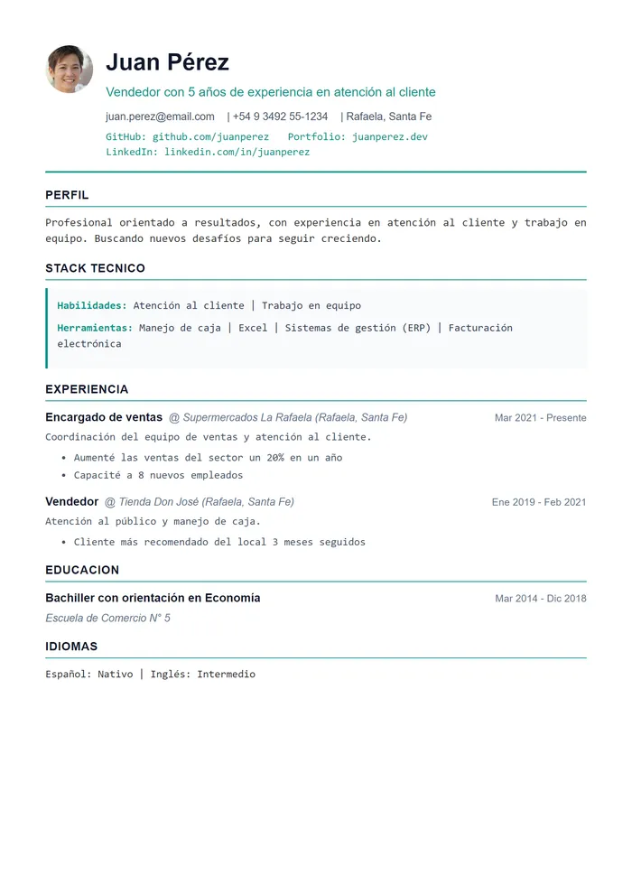 Plantilla de CV Tech